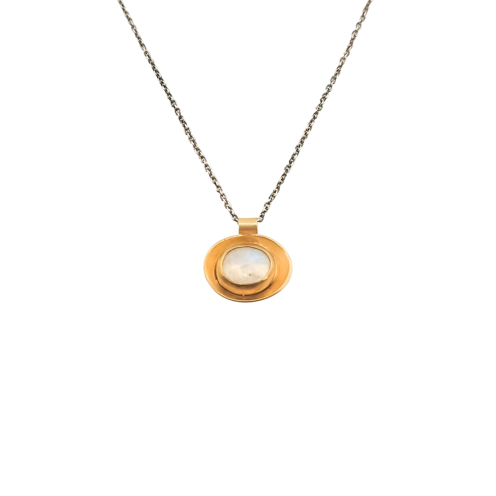 Necklace with a gold pendant on a white background