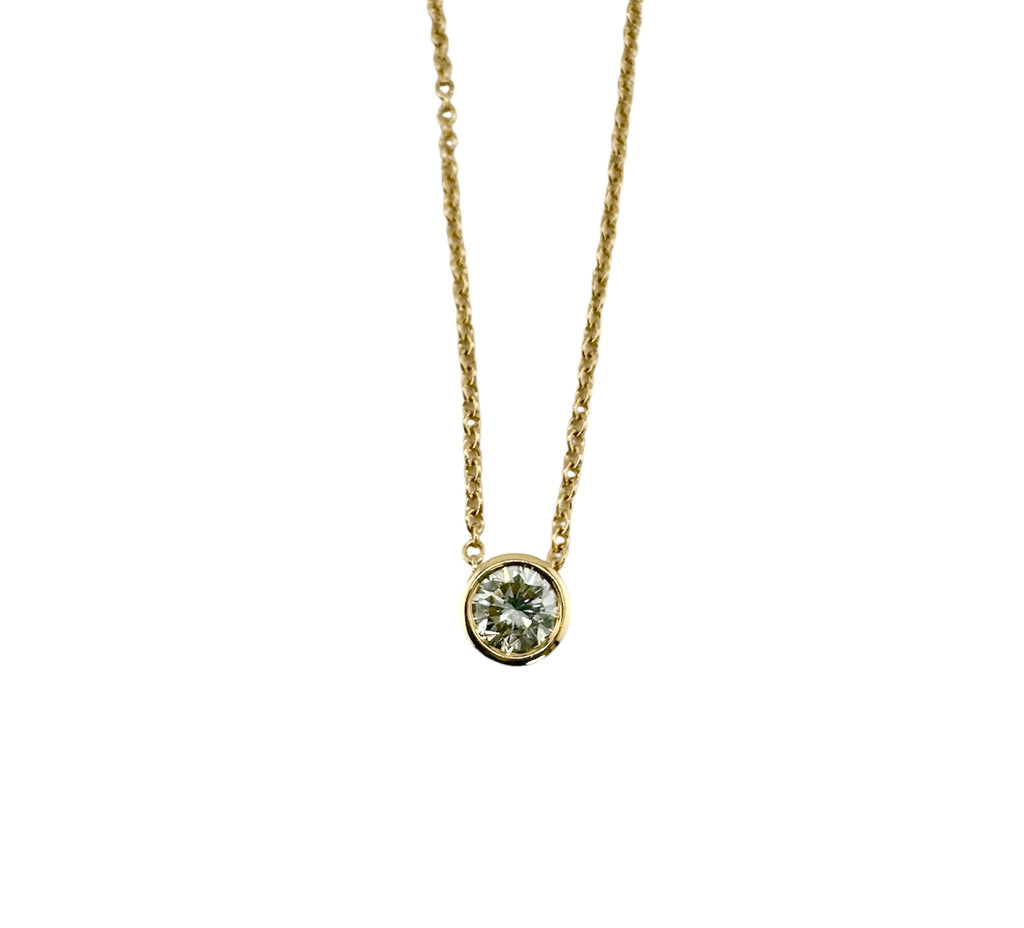14k Bezel Set 4mm Round Diamond Necklace