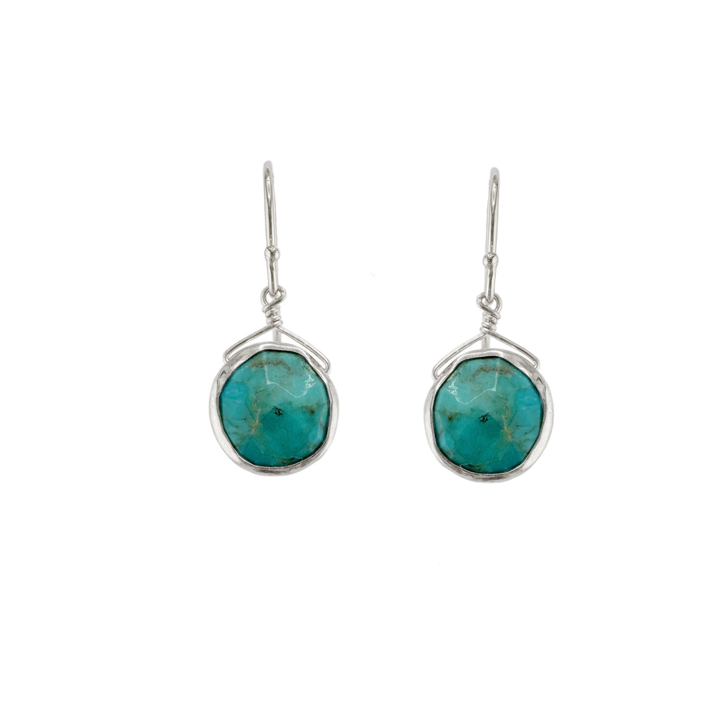 turquoise circles earrings in silver