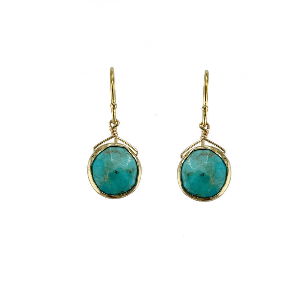 turquoise circles earrings in vermeil