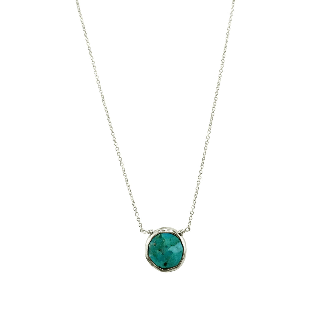 turquoise circles necklace in silver