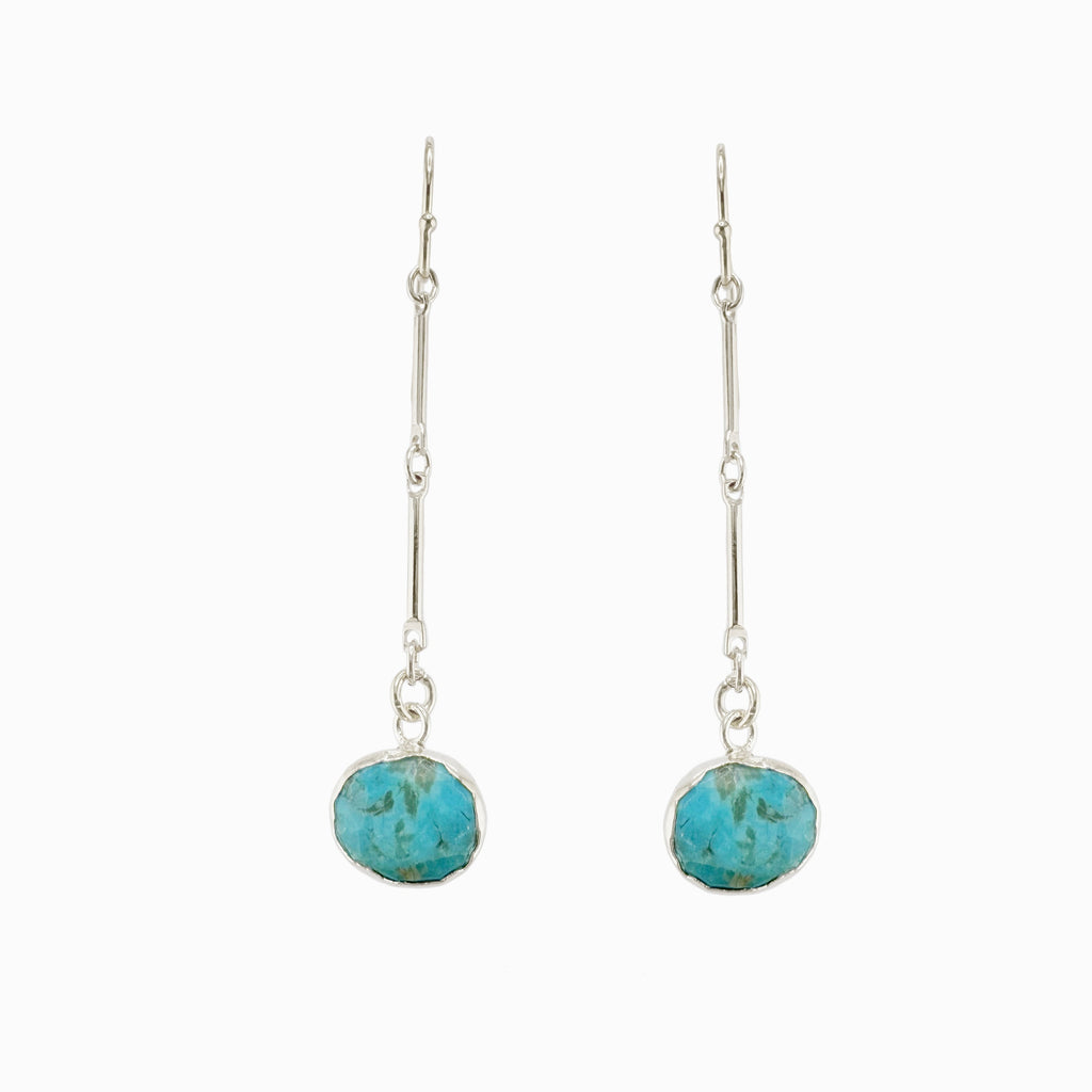 turquoise ovals drop earrings in silver