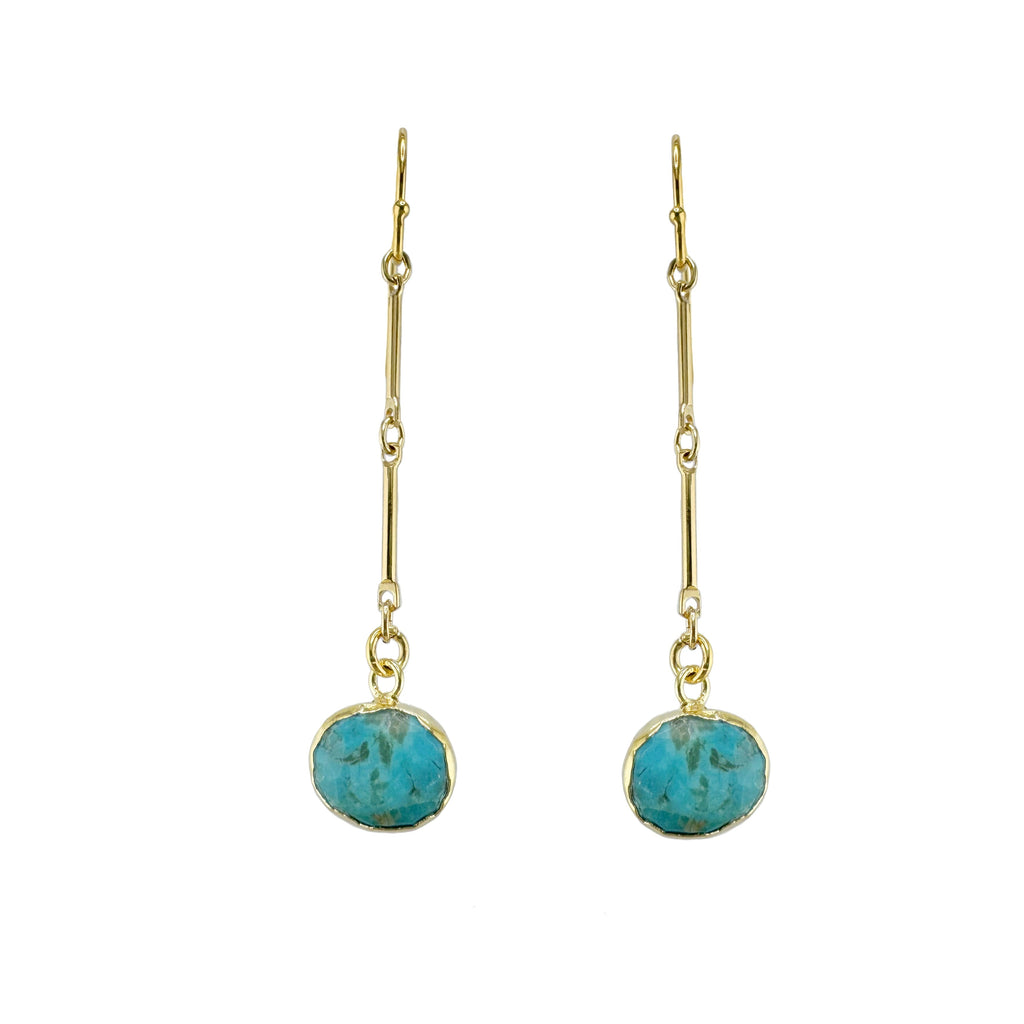 turquoise ovals drop earrings in vermeil