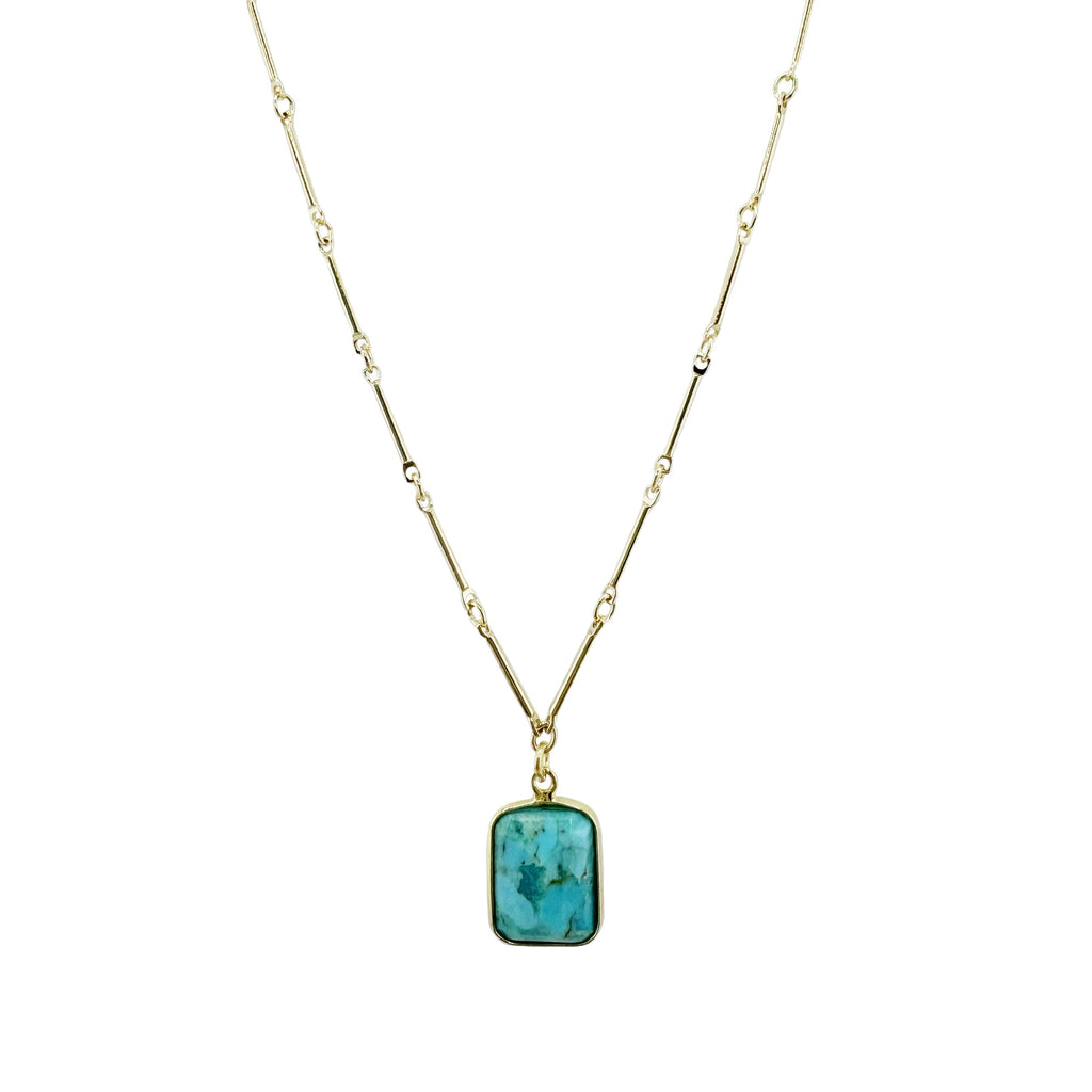 faceted turquoise rectangle necklace in vermeil