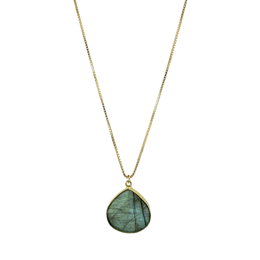 labradorite teardrop slab necklace in vermeil