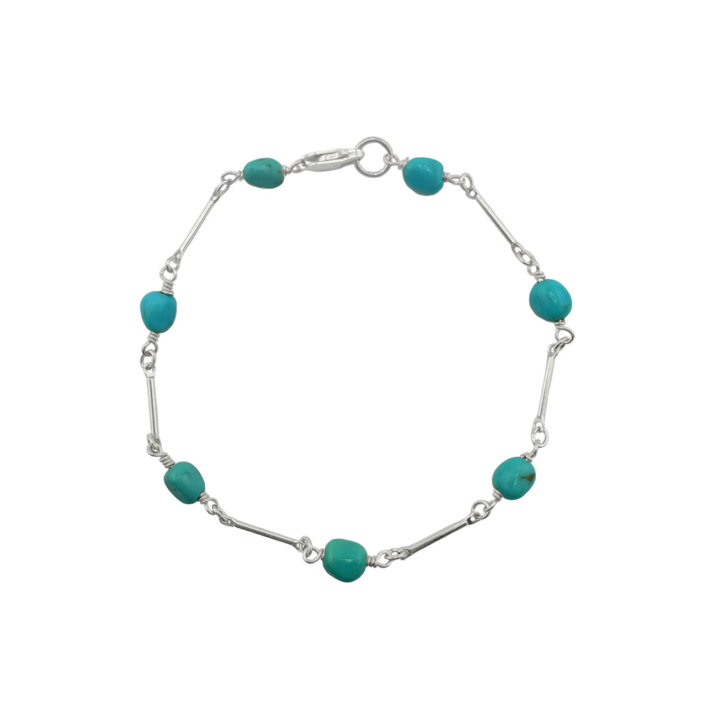 turquoise & chain bracelet in silver