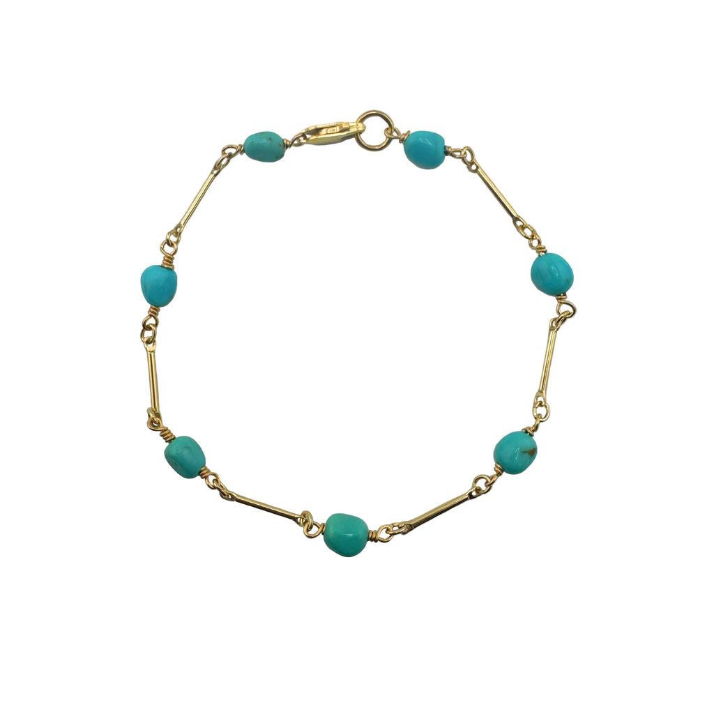 turquoise & chain bracelet in vermeil