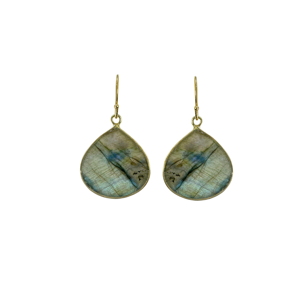 labradorite teardrop slab earrings in vermeil