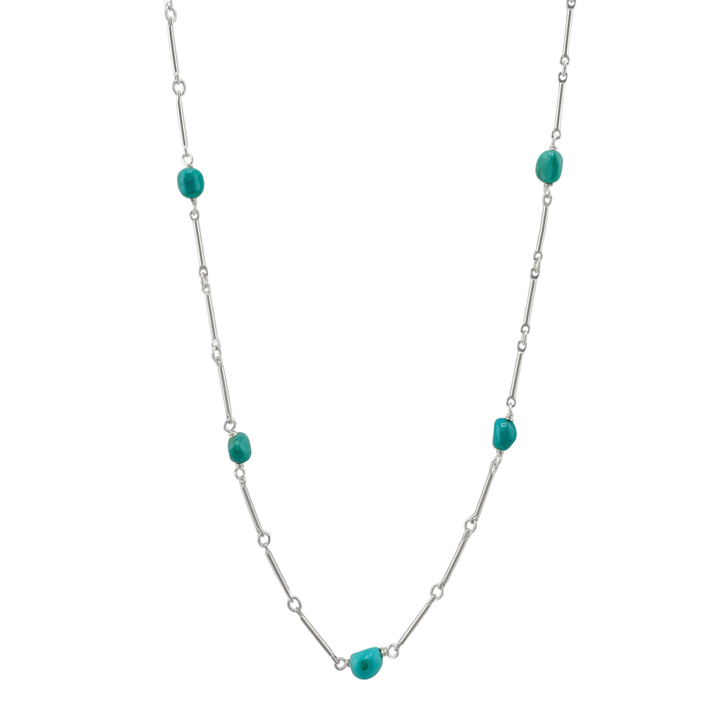 turquoise on 26" chain necklace in silver