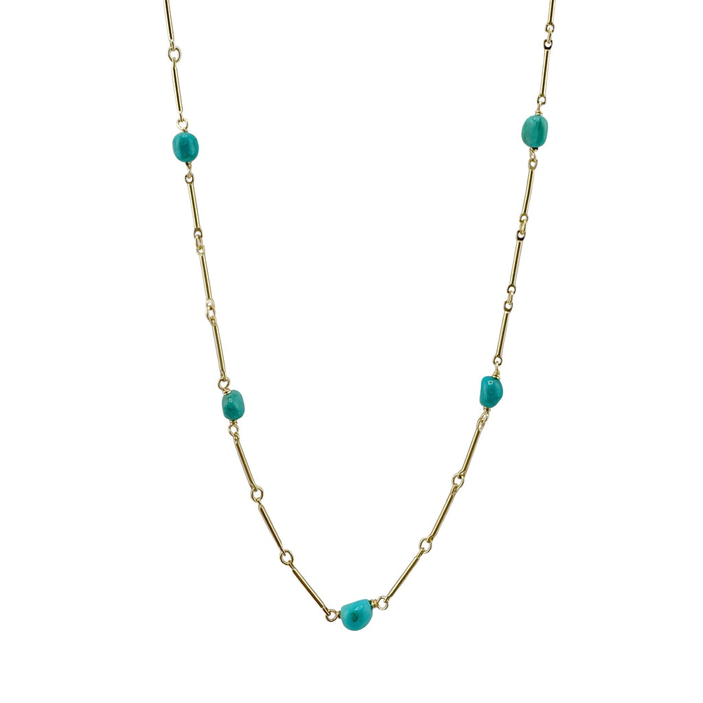 turquoise on 26" chain necklace in vermeil