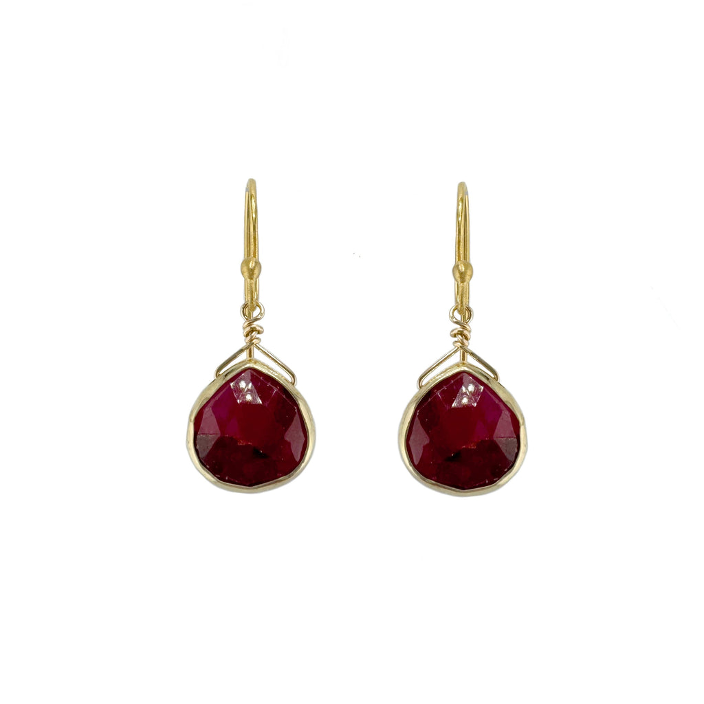 teardrop ruby earrings in vermeil