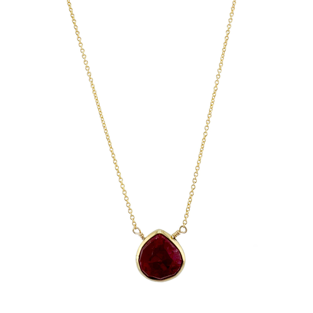 teardrop ruby necklace in vermeil