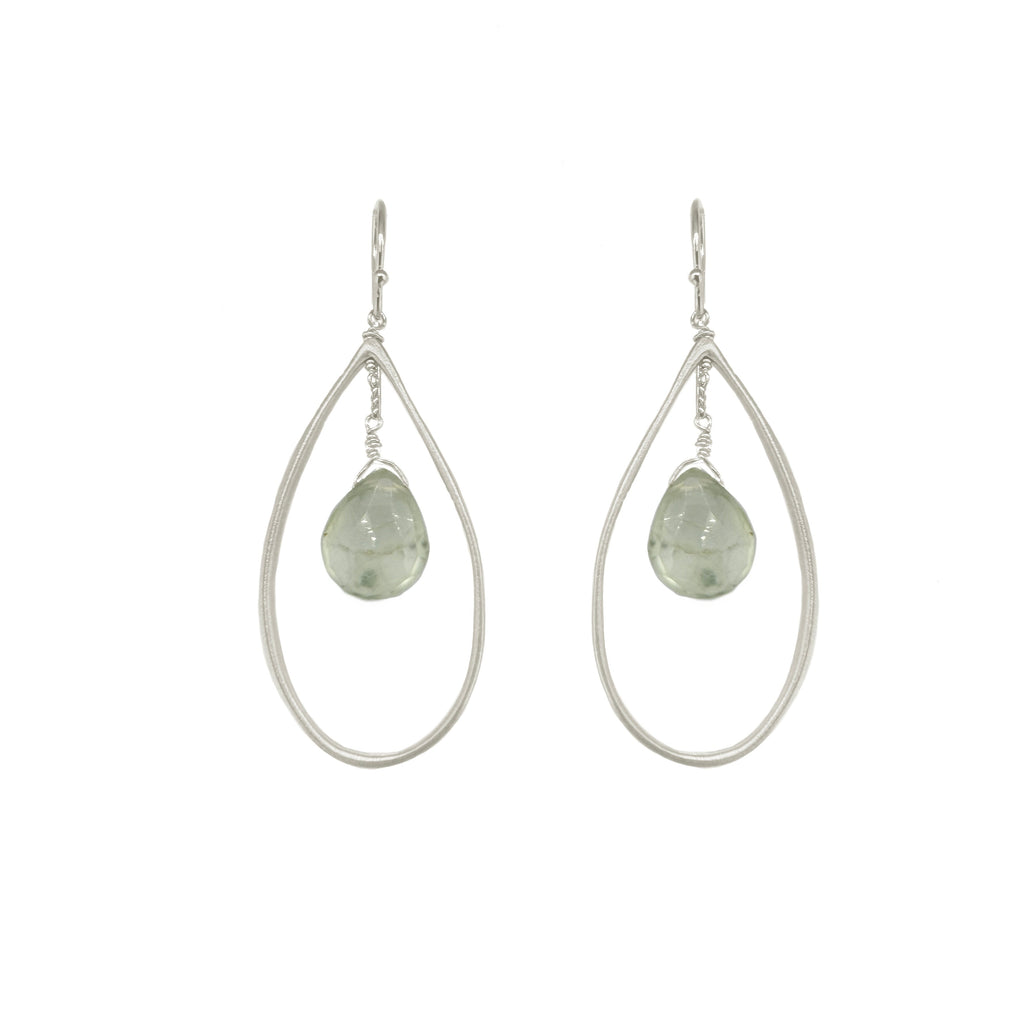 prehnite & drop earrings in silver