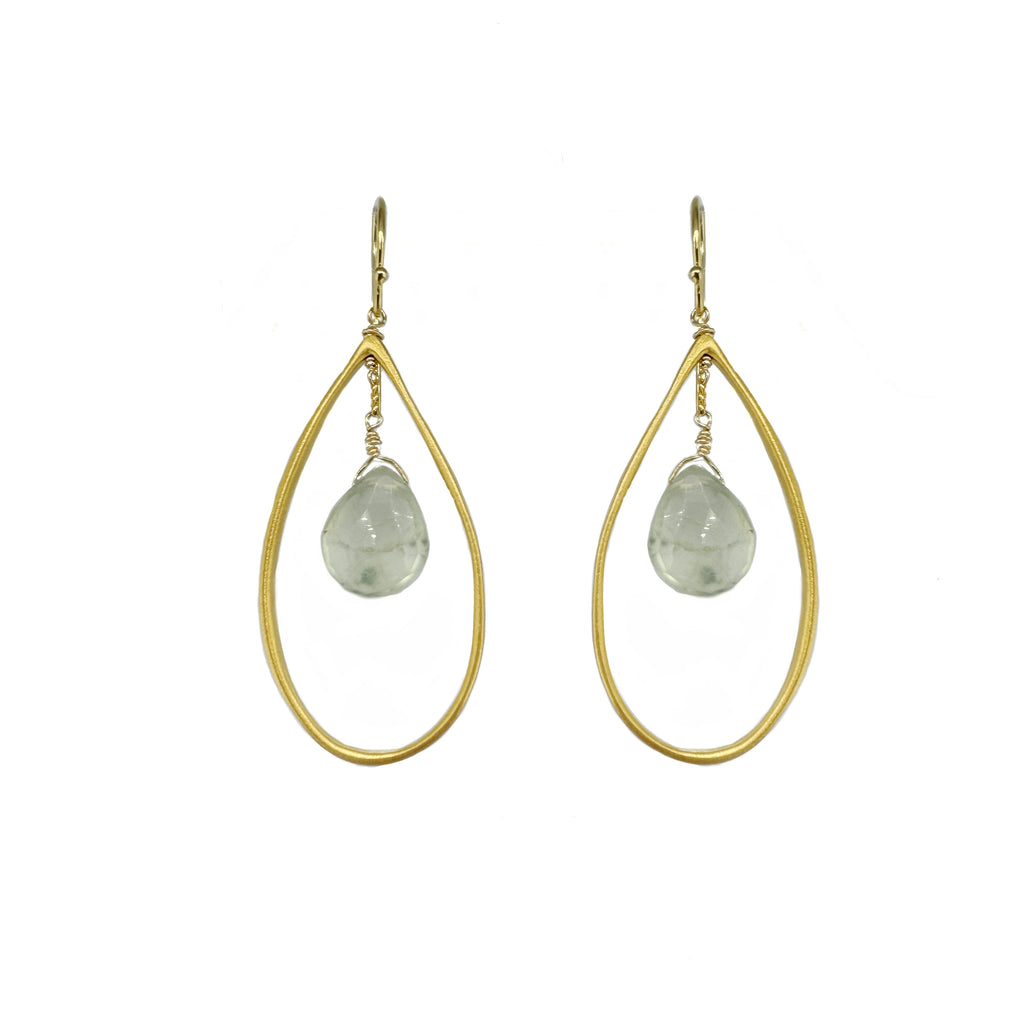 prehnite & drop earrings in vermeil