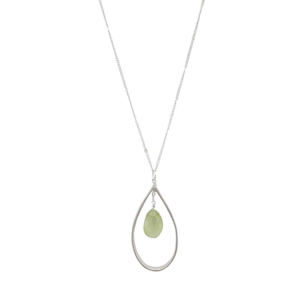 prehnite & drop necklace in silver