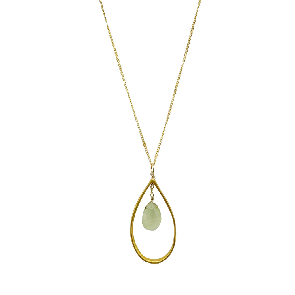 prehnite & drop necklace in vermeil