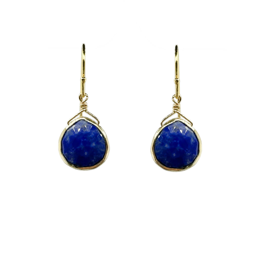 teardrop lapis earrings in vermeil