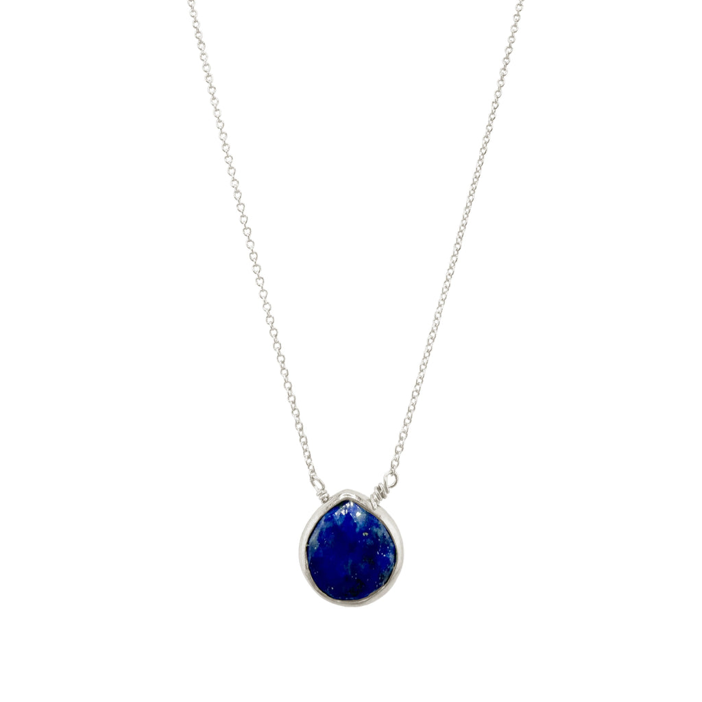 teardrop lapis necklace in silver