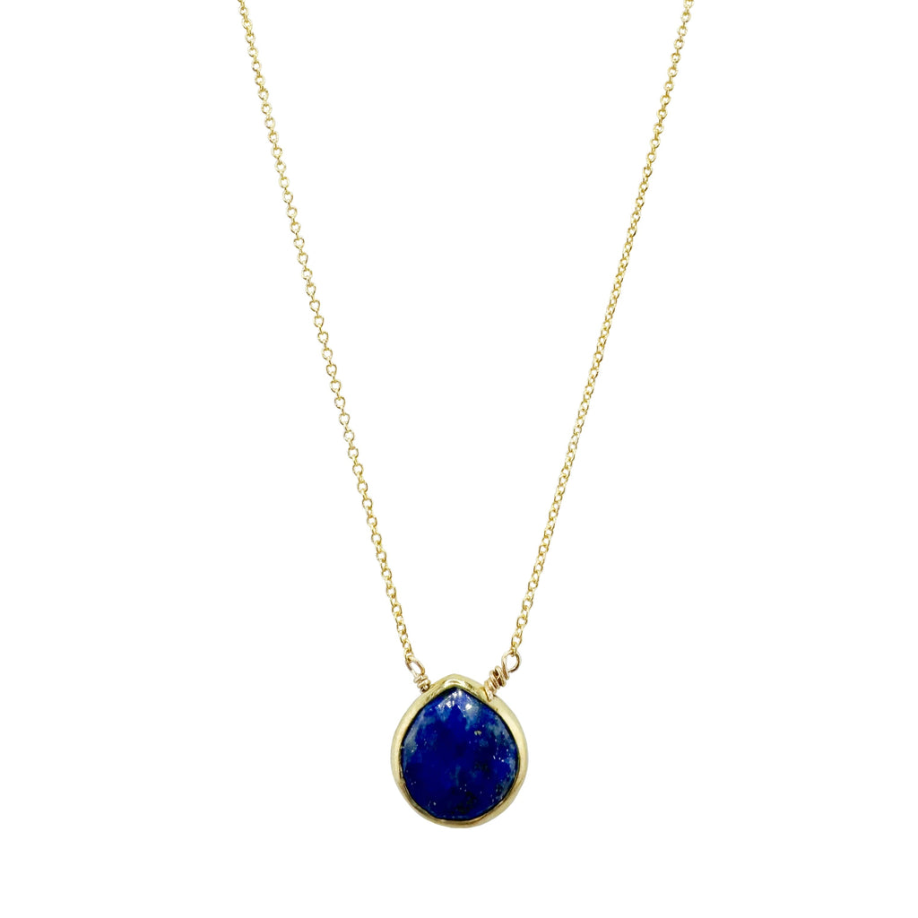 teardrop lapis necklace in vermeil