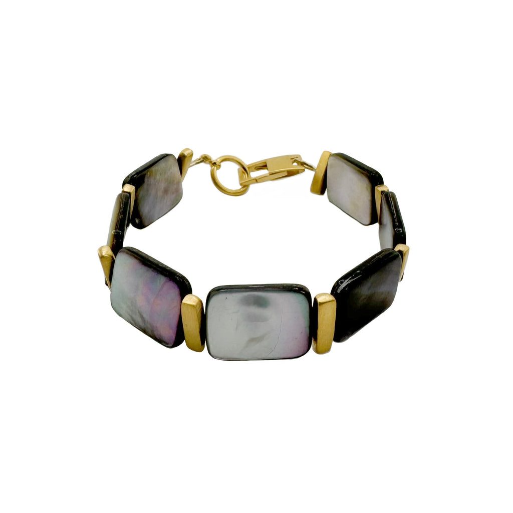 grey mother of pearls w. bars bracelet in vermeil