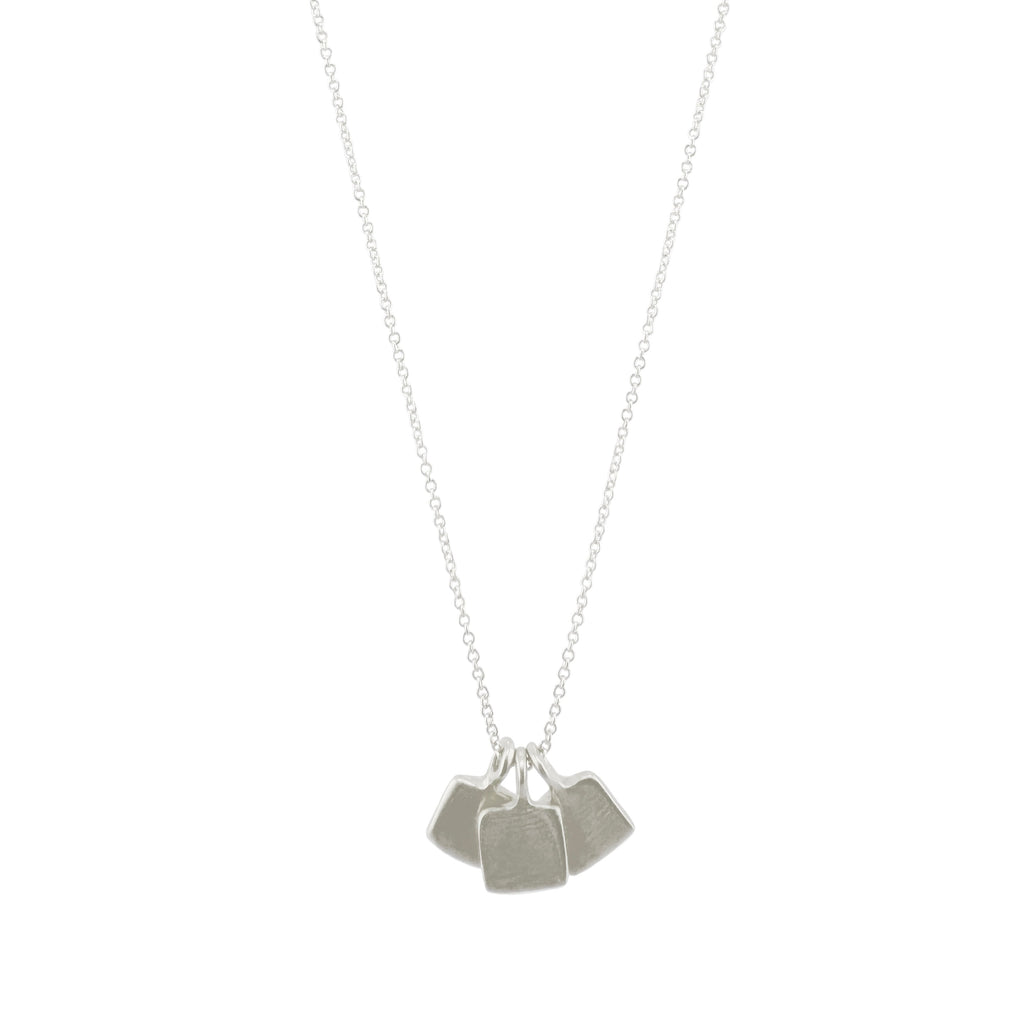 three tiny squares necklace in silver