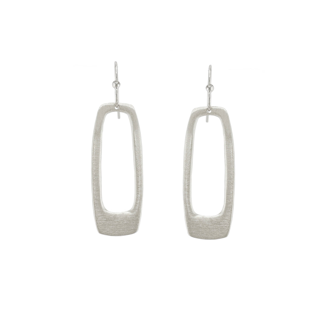 medium rectangle earrings in silver