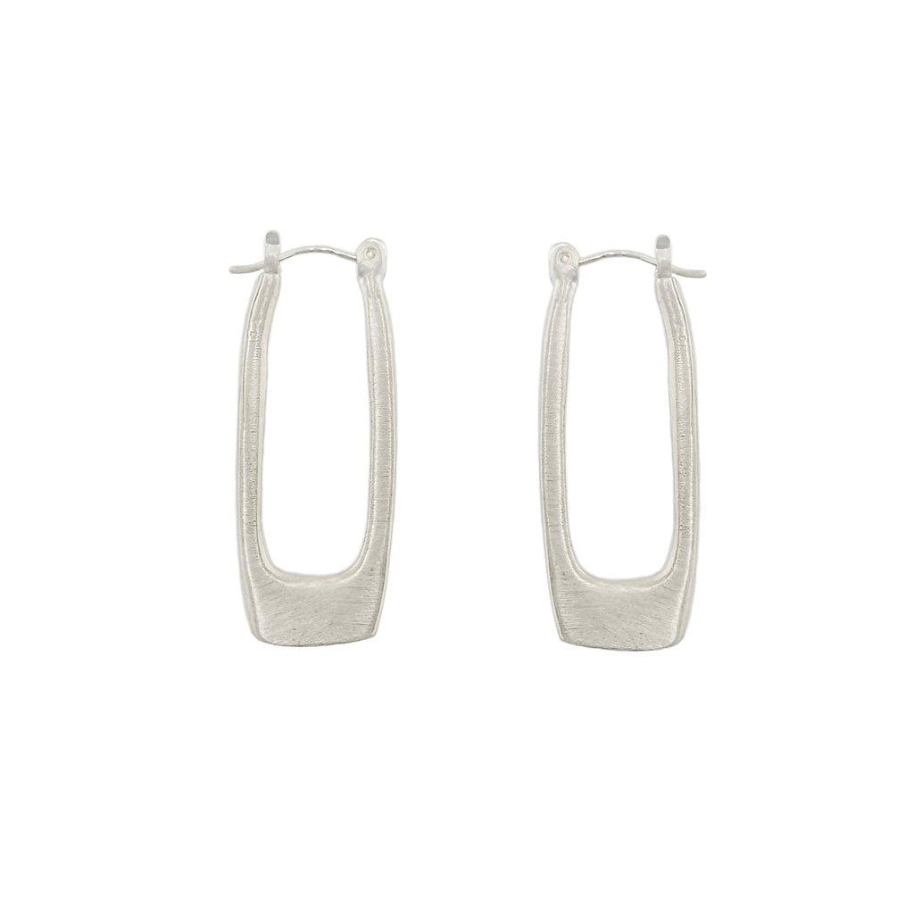 medium rectangle hoops earrings in silver