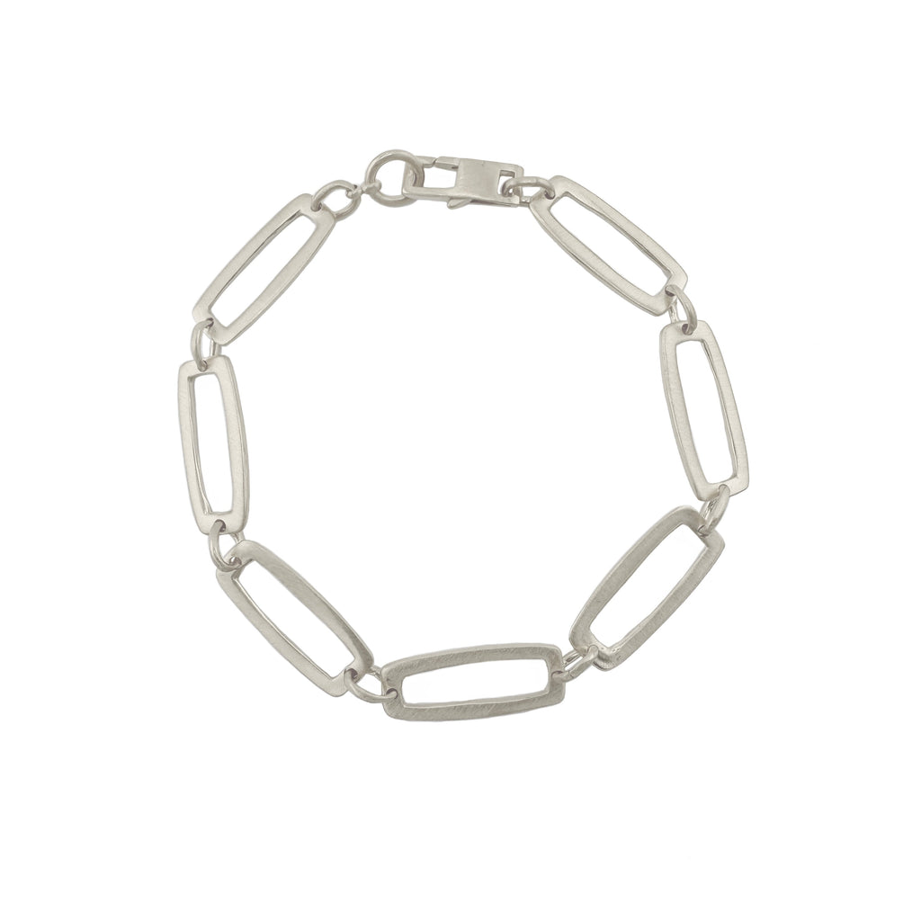 rectangle seven link bracelet in silver