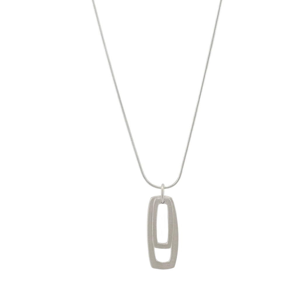 double rectangles necklace in silver