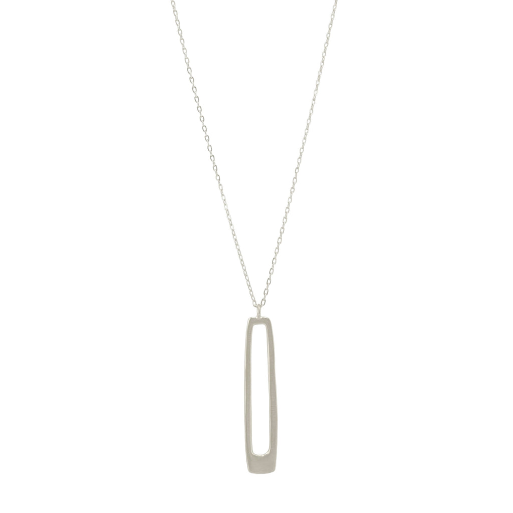 long rectangle on 24" chain necklace in silver