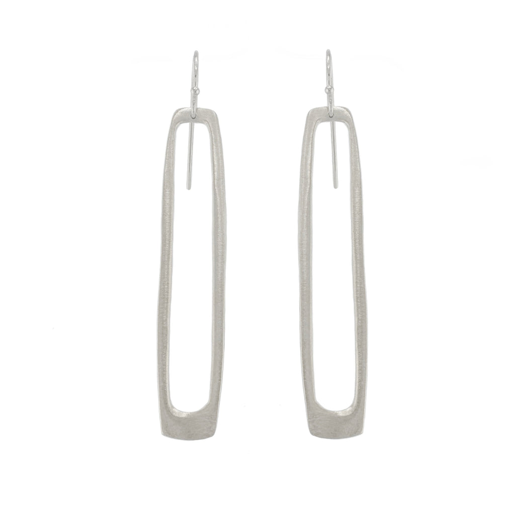 long rectangle earrings in silver