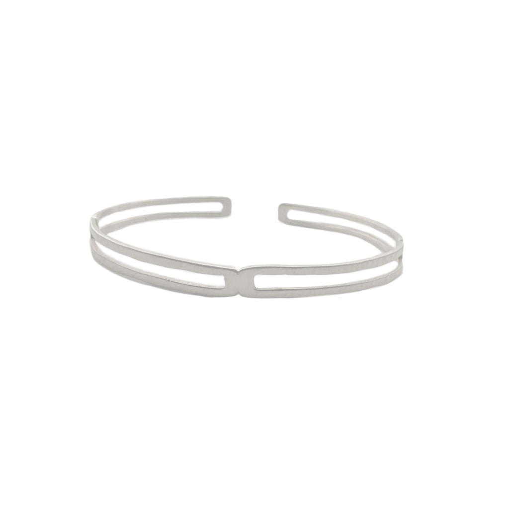 open rectangles cuff bracelet in silver