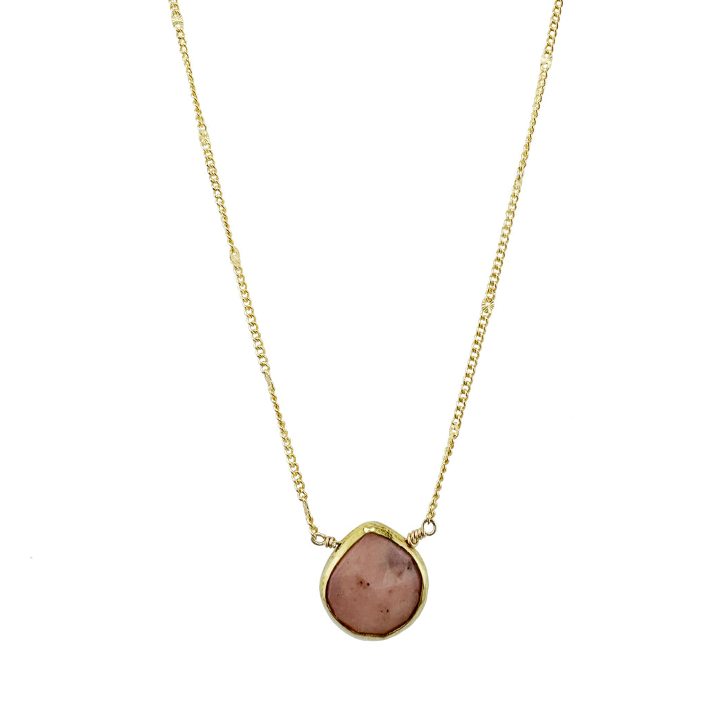 pink opal drops necklace in vermeil