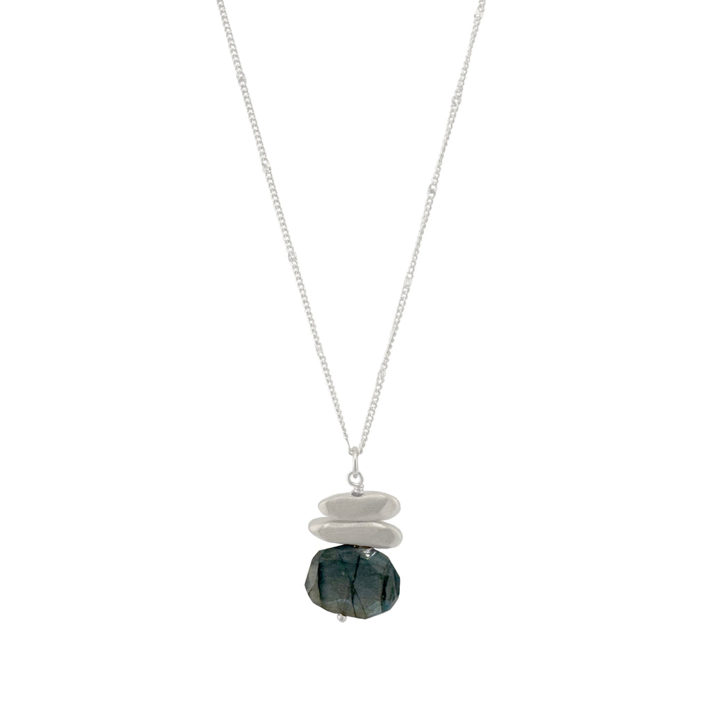 double nuggets w. labradorite necklace in silver