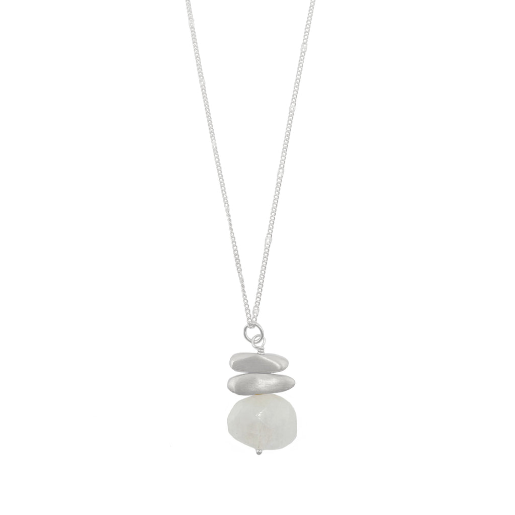 double nuggets w. moonstone necklace in silver