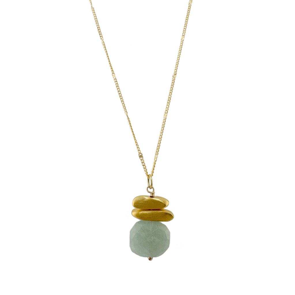 double nuggets w. aquamarine necklace in vermeil