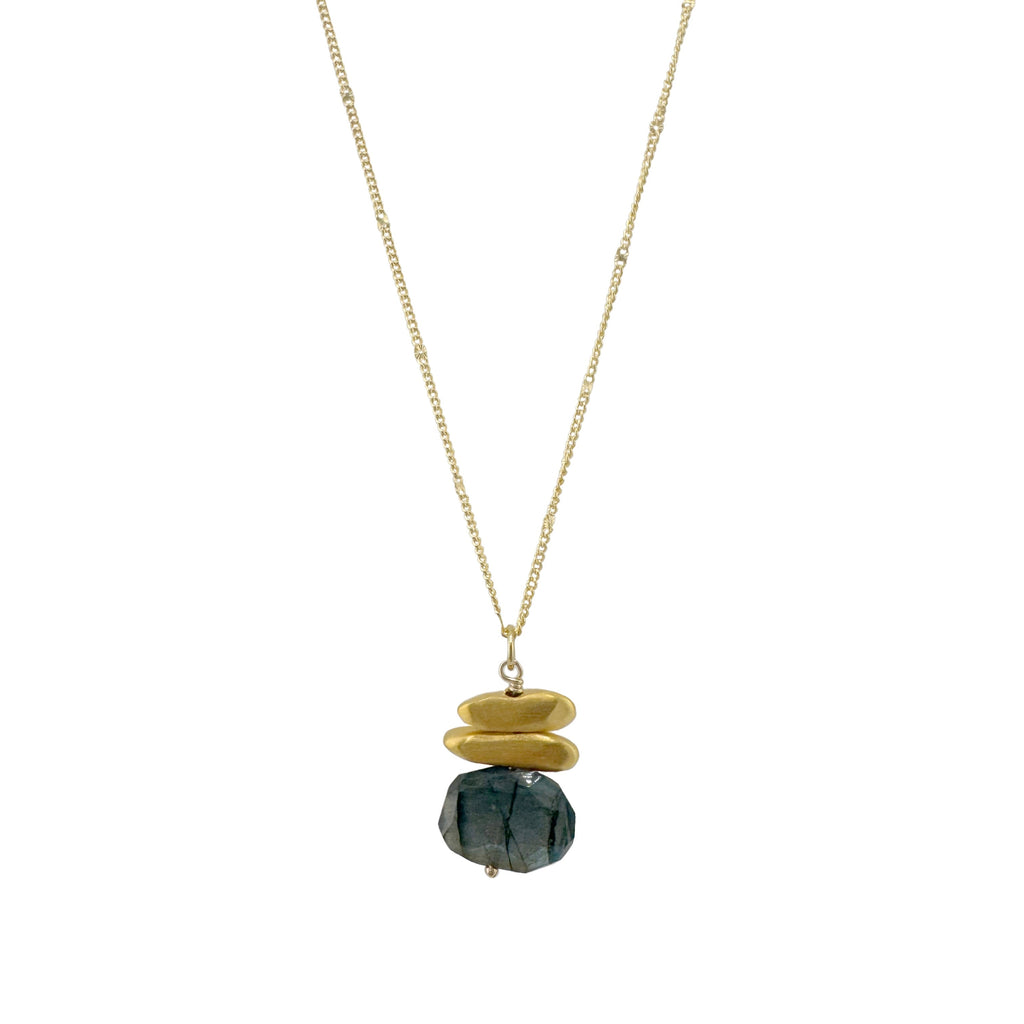 double nuggets w. labradorite necklace in vermeil