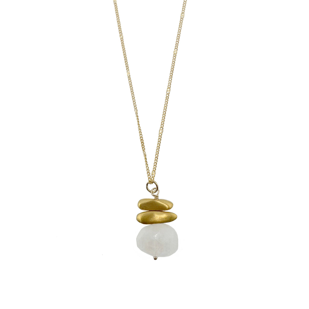 double nuggets w. moonstone necklace in vermeil