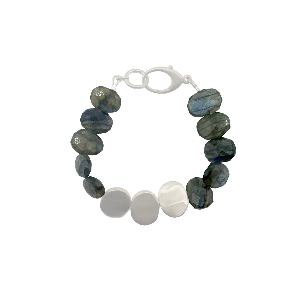 three large nuggets w. labradorite bracelet in silver