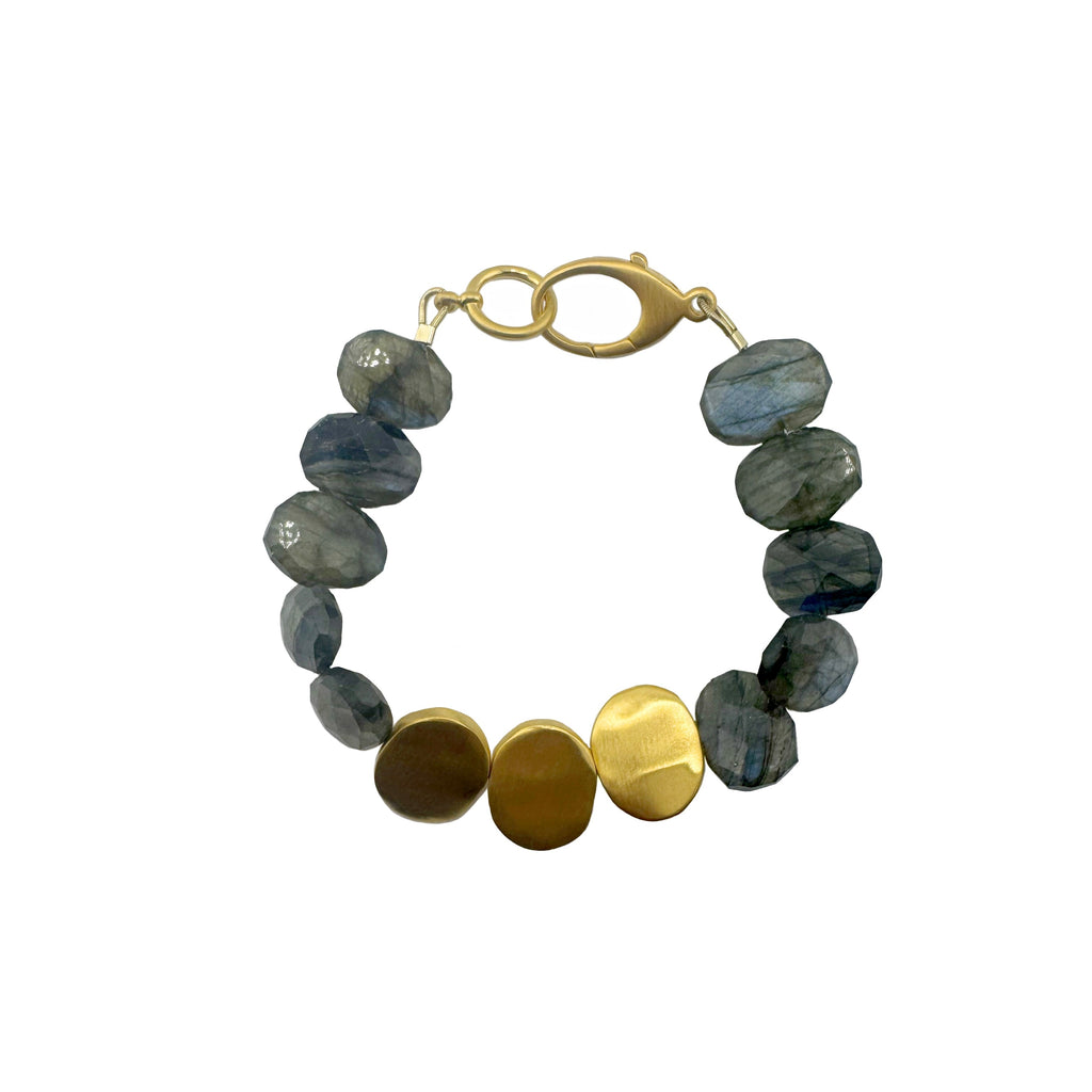 three large nuggets w. labradorite bracelet in vermeil