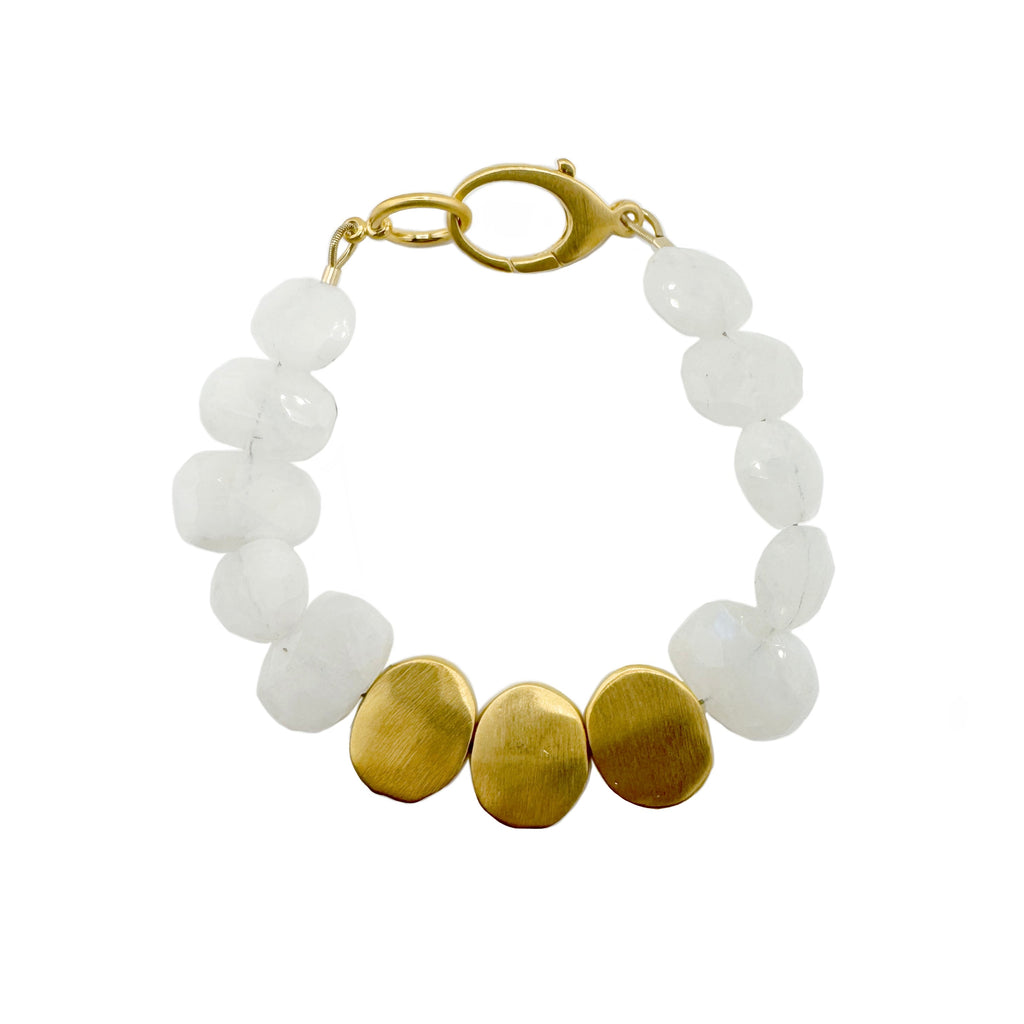 three large nuggets w. moonstone bracelet in vermeil