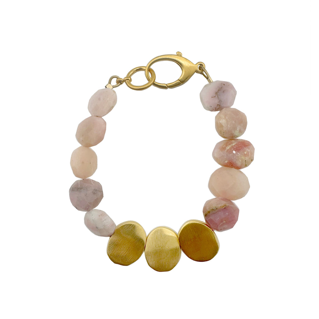 three large nuggets w. pink opals bracelet in vermeil