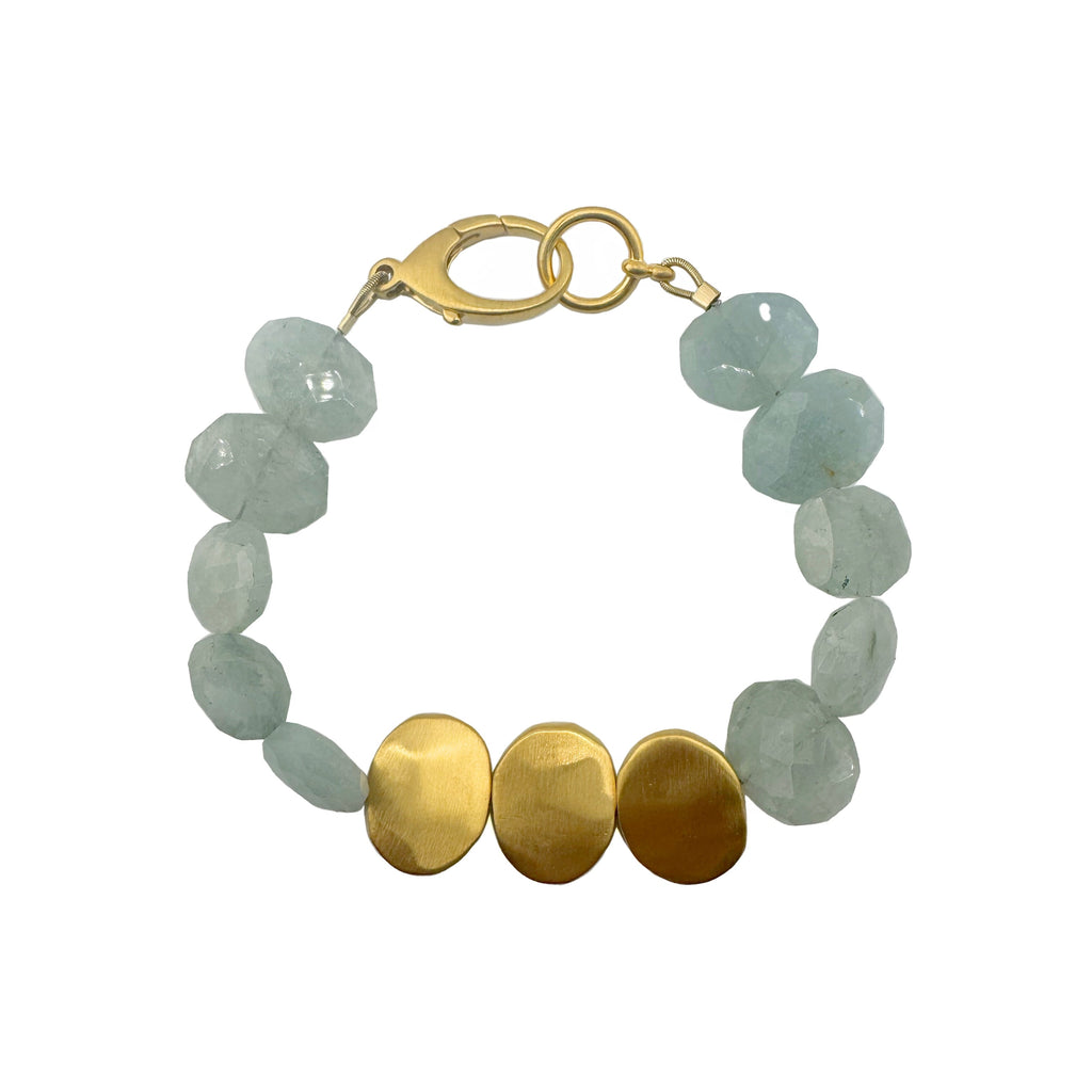 three large nuggets w. aquamarine bracelet in vermeil