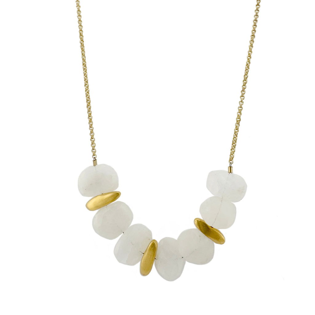 three nuggets w. moonstone necklace in vermeil