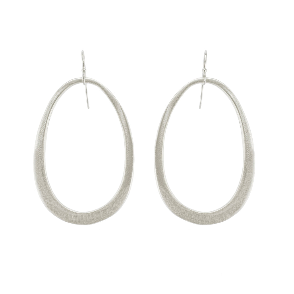 large oval earrings in silver