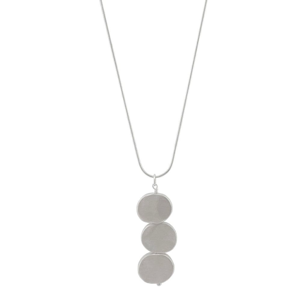 tripple stacked nuggets necklace in silver