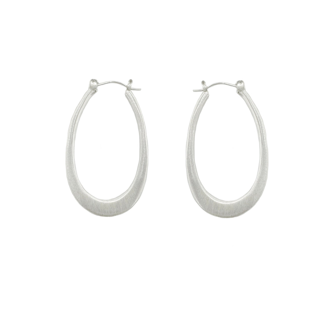 medium oval hoops earrings in silver