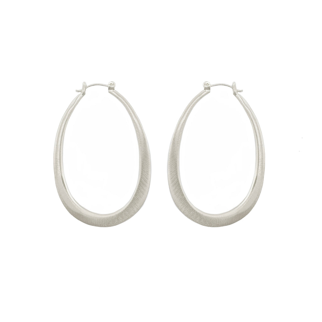 large oval hoops earrings in silver