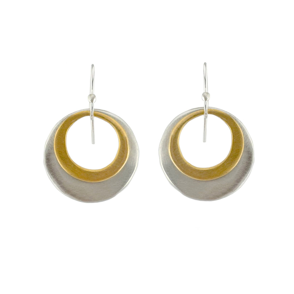 double small & medium circles earrings in silver and vermeil