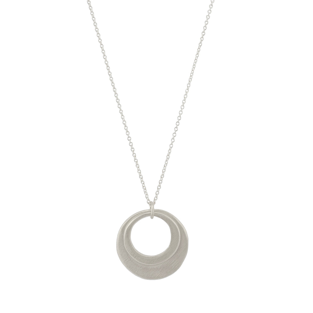 double small & medium circles necklace in silver